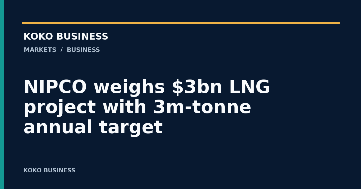 KOKO Business: NIPCO weighs $3bn LNG project with 3m-tonne annual target