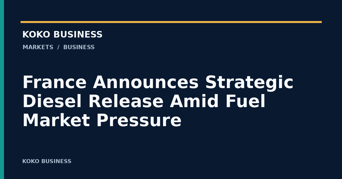 KOKO Business: France Announces Strategic Diesel Release Amid Fuel Market Pressure