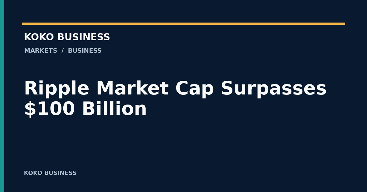 KOKO Business: Ripple Market Cap Surpasses $100 Billion