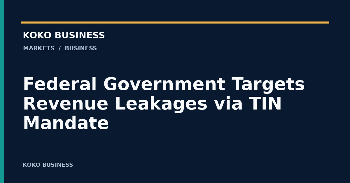 KOKO Business: Federal Government Targets Revenue Leakages via TIN Mandate