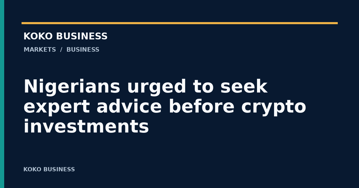 KOKO Business: Nigerians urged to seek expert advice before crypto investments