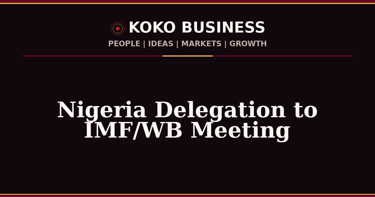 KOKO Business | People, Ideas, Markets, Growth | Nigeria Delegation to IMF/WB Meeting