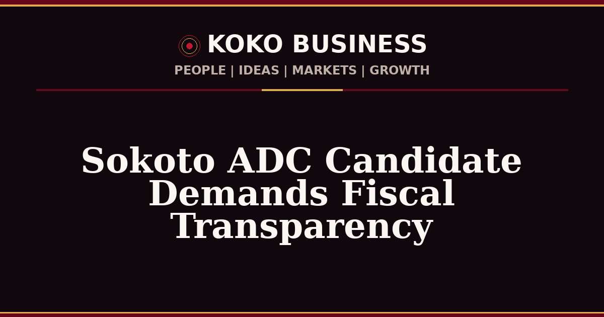 KOKO Business | People, Ideas, Markets, Growth | Sokoto ADC Candidate Demands Fiscal Transparency