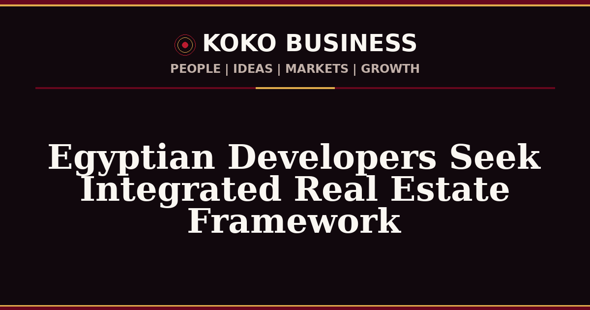 KOKO Business | People, Ideas, Markets, Growth | Egyptian Developers Seek Integrated Real Estate Framework