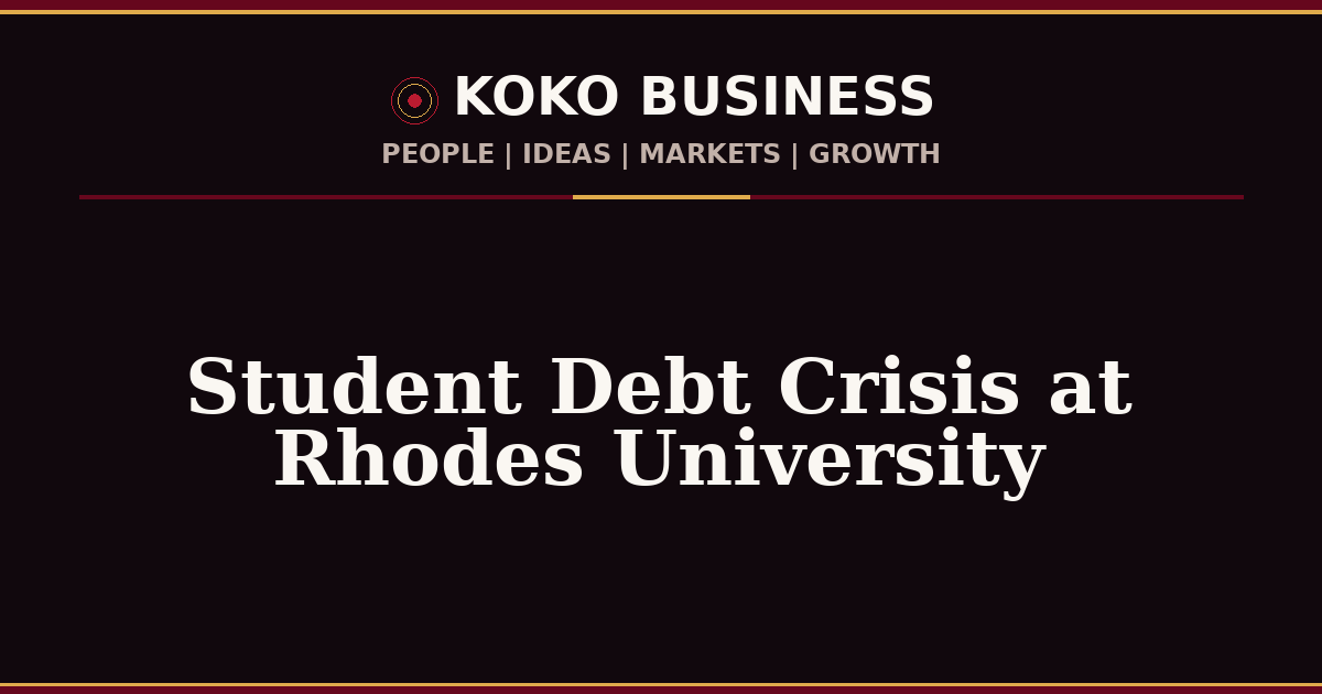 KOKO Business | People, Ideas, Markets, Growth | Student Debt Crisis at Rhodes University